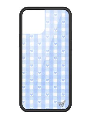 Blue Gingham Hearts iPhone Case