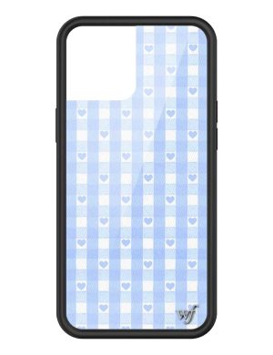 Blue Gingham Hearts iPhone Case