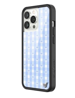 Blue Gingham Hearts iPhone Case