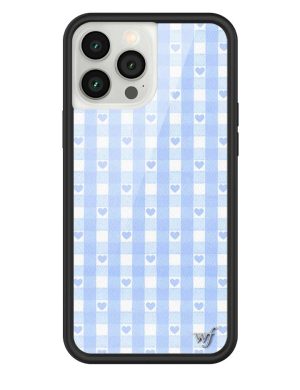 Blue Gingham Hearts iPhone Case