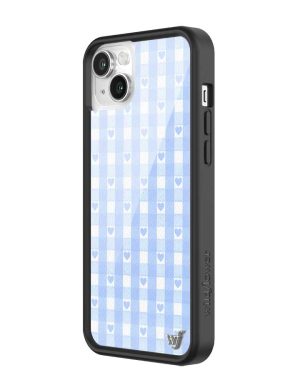 Blue Gingham Hearts iPhone Case