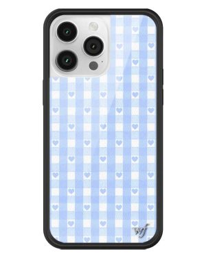 Blue Gingham Hearts iPhone Case