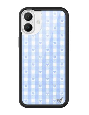 Blue Gingham Hearts iPhone Case