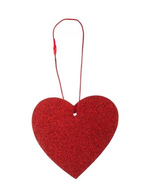 Red Glitter Heart Hangtag – Set of 10